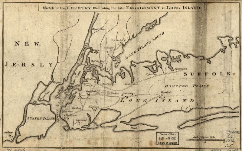 map of western Long Island showing Hempstead Plains, 1776