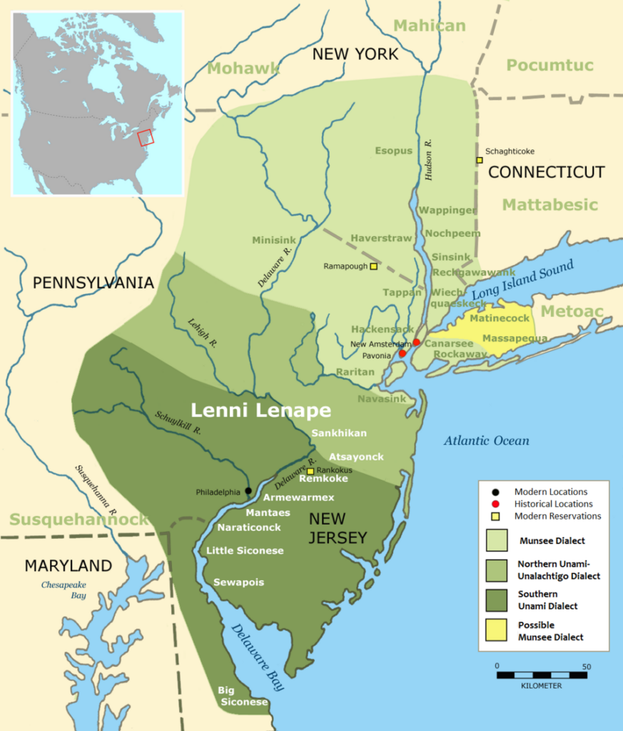 Map of Lenape Language Groups