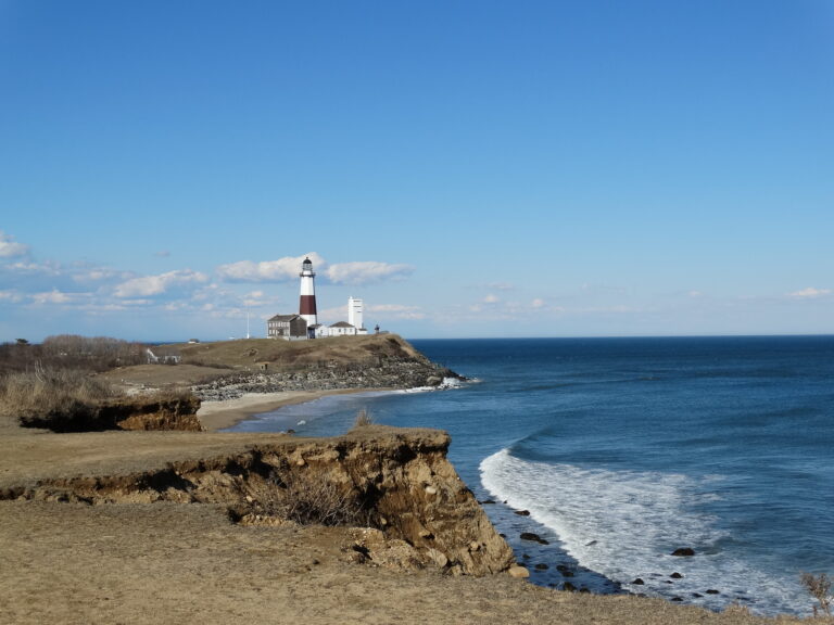 photo of Montauk Point Lighthouse and cliffs